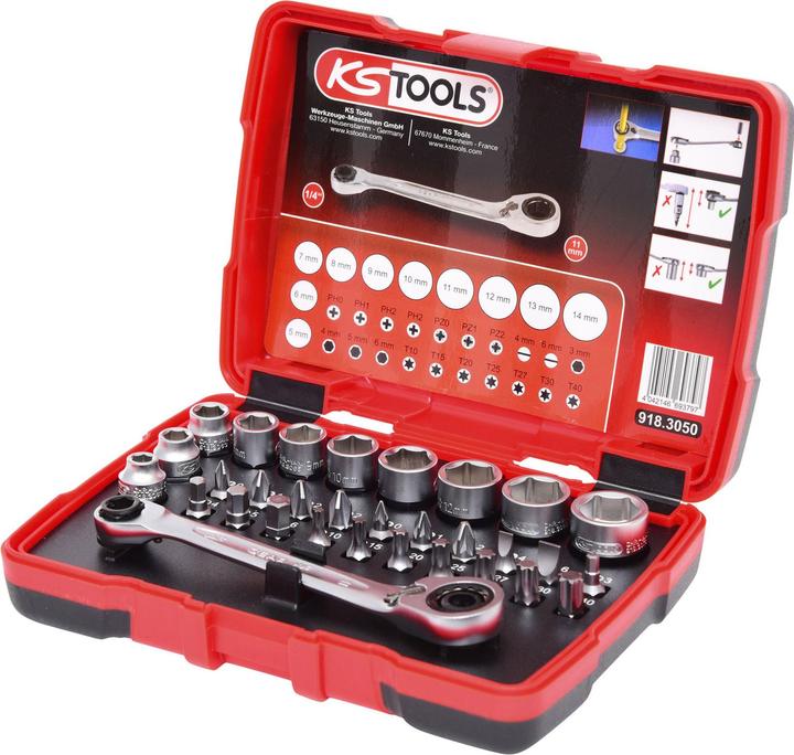 Actual product image KS Tools 1/4" + 11 mm Durchgangs-Steckschlüssel- und Bit-Satz (11 mm)
