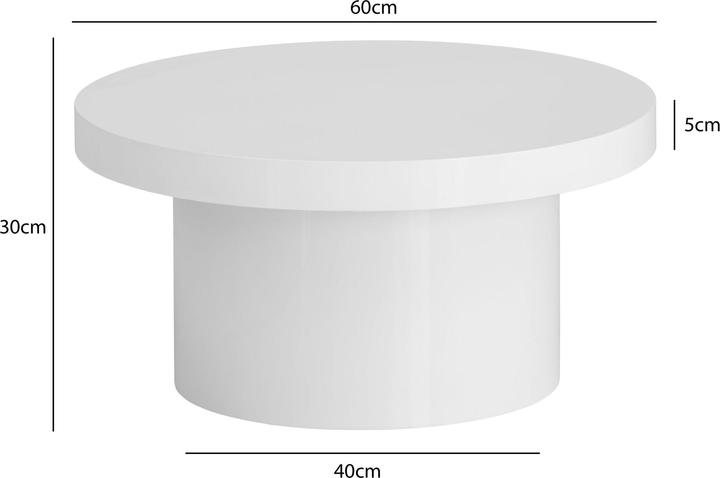 Actual product image FineBuy Couchtisch Sofatisch Weiss 60 cm Hochglanz Wohnzimmertisch Rund Klein (Ø 60 x 30 cm)