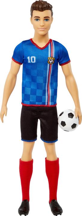 Productafbeelding Barbie Ken voetballer pop, kort haar, trui met nummer 10, voetbal, schoenplaatjes, sokken, voor