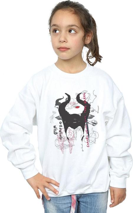 Actual product image Disney Girls Maleficent Mistress Of Evil Growing Wild Horns Collage Sweatshirt (140, 146)