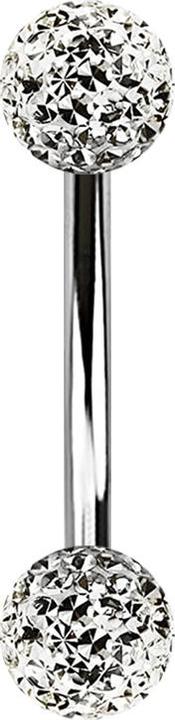 Produktbild Star Piercing Banane silber mit zwei Kristall Kugeln silber Epoxy Schutzschicht (Chirurgenstahl 316L)