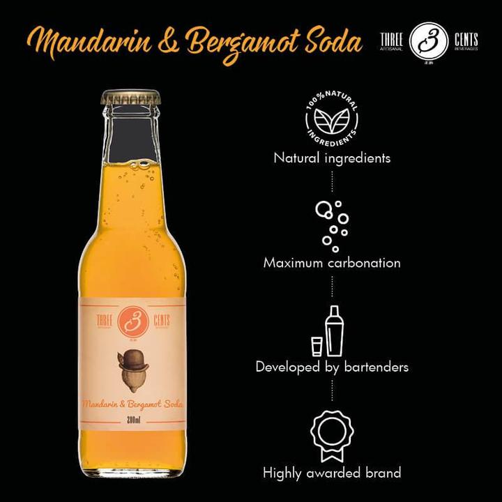 Produktbild Three Cents Mandarin & Bergamot Soda (6 x 20 cl)
