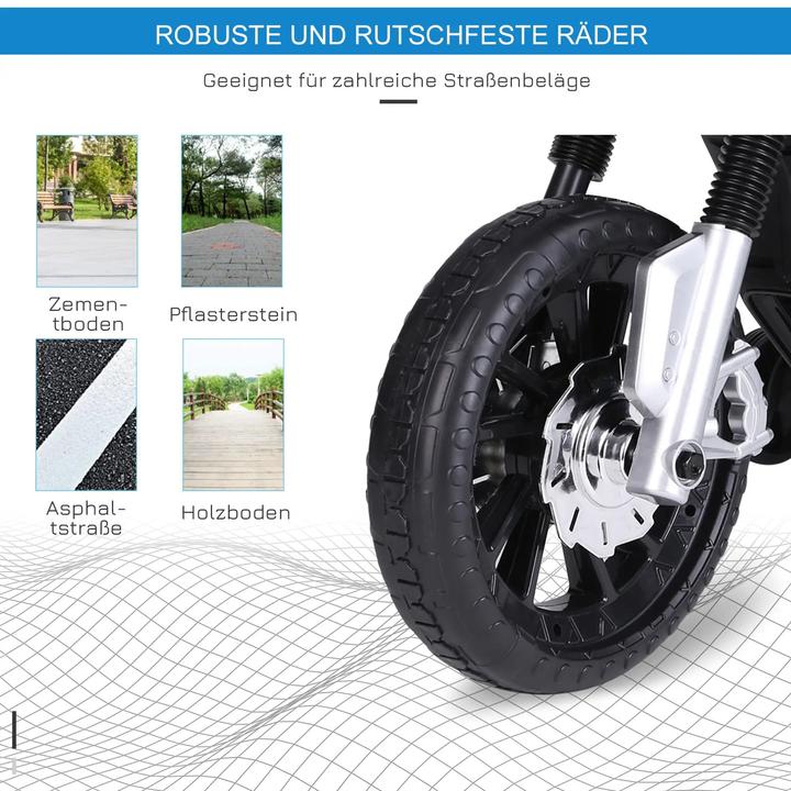 Produktbild Homcom Kinder-Elektromotorrad 3-6 Jahren mit Stützrädern maximal 3 km/h Metall + Kunststoff Blau 105x52,3x6