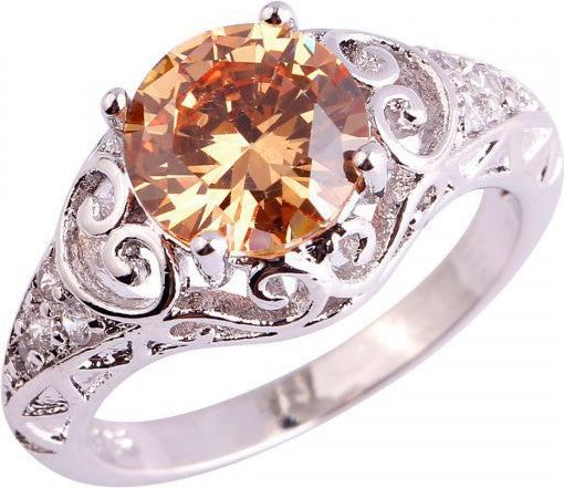Hermex versilberter Ring mit Morganit / Zirkonia - Gr. 59 / Size 9 (9, 59)