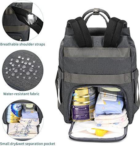 Produktbild Only-Bags.Store Baby Wickelrucksack Rucksack Schwarz - Elegant Panda Wickeltasche Grosse Kapazität mit