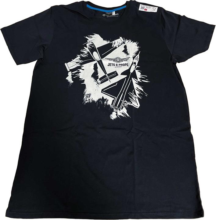 t-shirt "s" jets & props grunge big 400, premium, navy, digital direct print (S)
