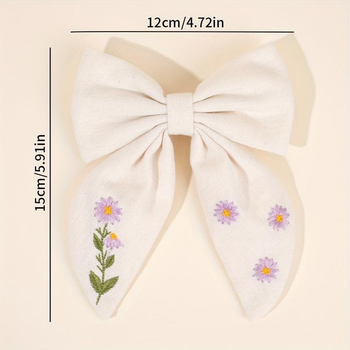 Actual product image Activity Board 1pc niedliche Blume Stickerei Schleife Haarspange, gemischte Farbe, Polyester, Mode (1 pcs.)
