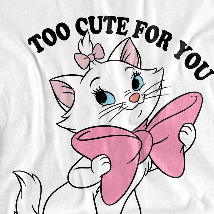 Actual product image Disney Unisex Adult Too Cute For You Marie Valentine's Day T-Shirt (M)