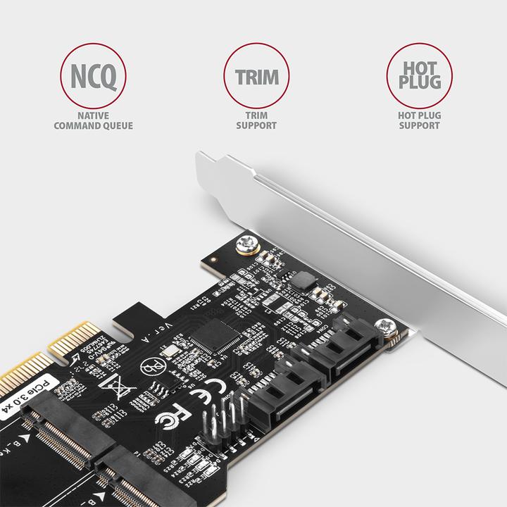 Image du produit Axagon PCES-SA4M2 Contrôleur PCIe 2x port interne SATA 6G + 2x port interne M.2 B-key SATA + LP
