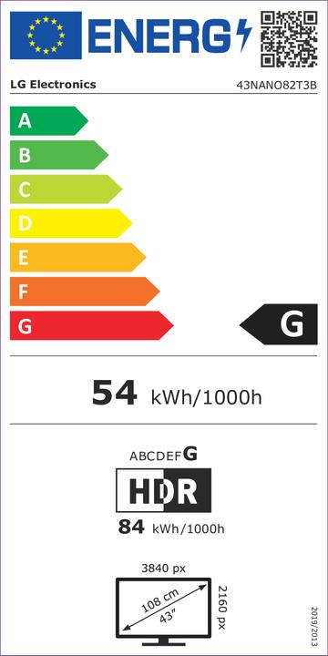 Energie-Label LG 43NANO82T3B (43", NANO82, Nano-Cell, 4K, 2024)