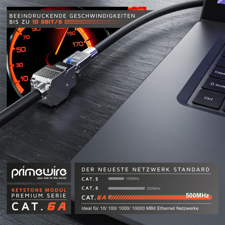 Produktbild Primewire Keystone Modul CAT.6a für LAN Kabel Stecker feldkonfektionierbar, RJ-45 Buchse zu Netzwerkkabel (Keystone Modul)