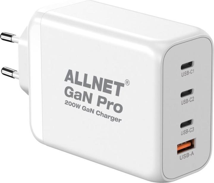 Produktbild Allnet Ersatznetzteil QC USB-C PD GaN Netzteil Power Supply 200 Watt 1x USB Typ-A QC, 3x USB Typ-C** (200 W)