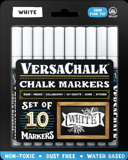 Image du produit VersaChalk - Marqueur blanc pour craie liquide, 10 pièces, pointe de 3 mm (Blanc, 10 x)