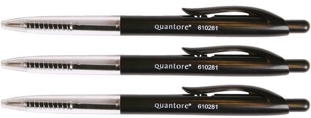Produktbild Quantore 50x Kugelschreiber Druckknopf schwarz mittel (Schwarz, 50 x)