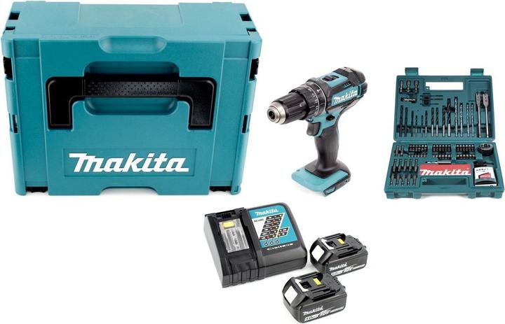Image du produit Makita DHP482RTJ 18V 2x perceuse à percussion à batterie rechargeable (Fonctionnement sur batterie)