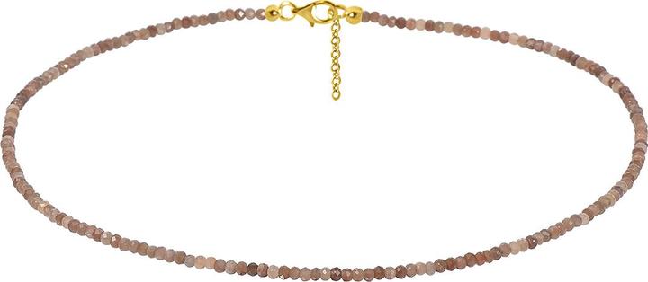 Produktbild Xen Mondstein - Collier choco 3 mm facettiert 48 + 5 cm 925 Silber vergoldet (925 Sterling Silber, 48 cm)