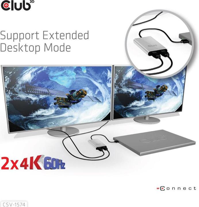Actual product image Club 3D Thunderbolt 3 on Dual HDMI 2.0 (HDMI, 20 cm)