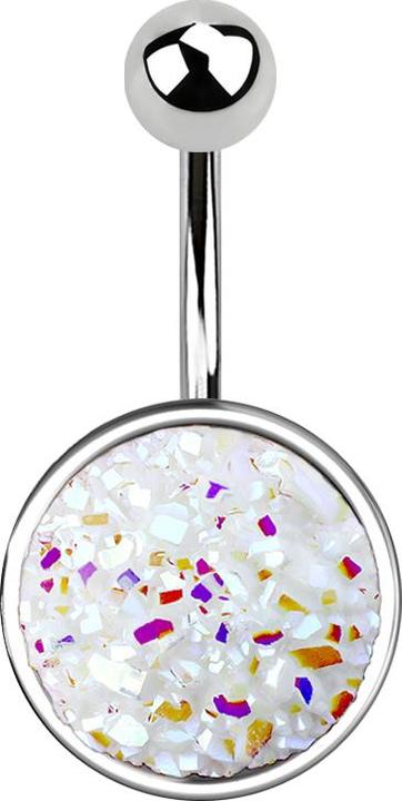 Actual product image Star Piercing Banana silver with druse stone white (Surgical steel 316L, Brass)