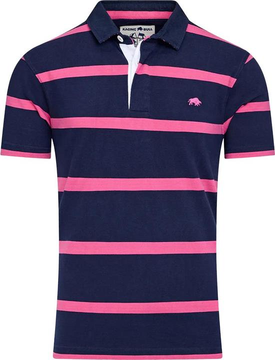 Raging Bull Mens RB Sport Thin Stripe Short-Sleeved Rugby Shirt (3XL)