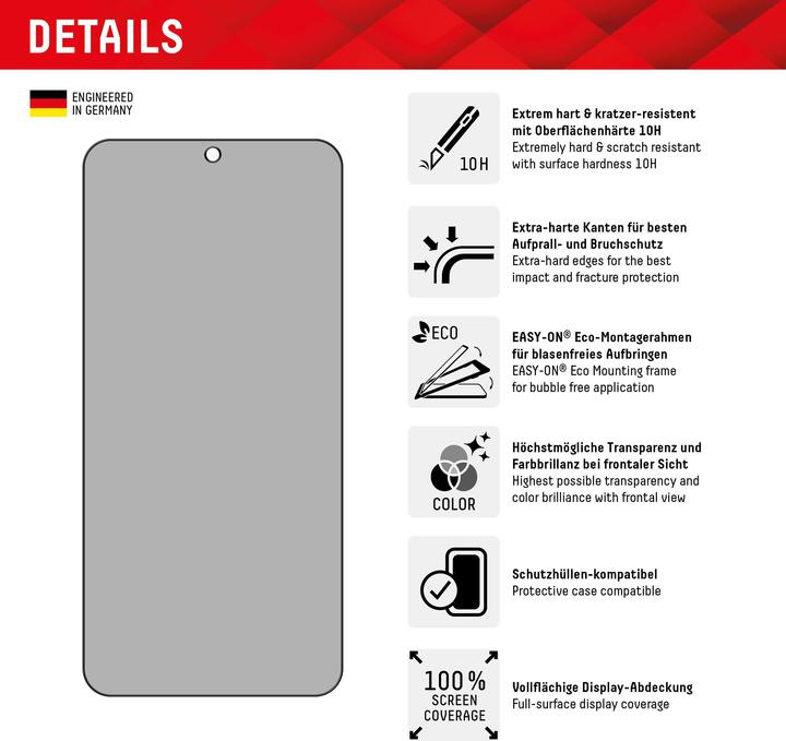 Image du produit Displex Real Glass, Privacy Full Cover Panzerglas (1 pièce(s), Samsung Galaxy S24+, Samsung Galaxy S25+)