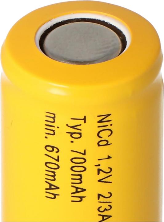 Actual product image Panasonic Battery KR-600AE 2/3 A Cadnica, Flat Top without solder tag (1 pcs., 700 mAh, Chargers without battery)