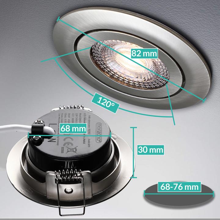 Image du produit Monzana Lot de 6 luminaires encastrables LED (400 lm)