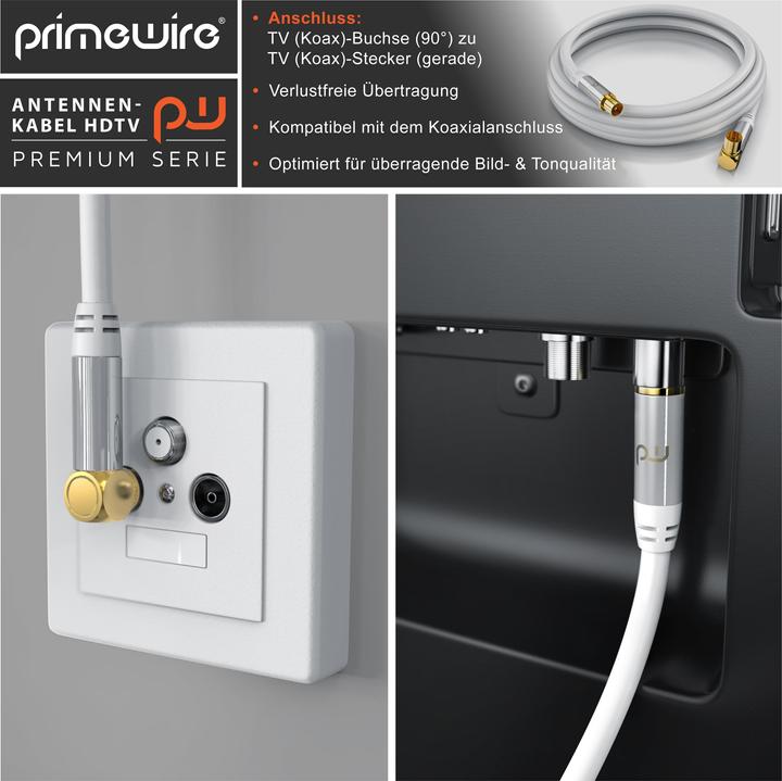 Produktbild Primewire Antennenkabel gewinkelt, Koaxialkabel 75 Ohm HDTV, Radio, DVB-T DVB-T2 DVB-S2 TV Antennen Kabel (135 dB, Antennenkabel)