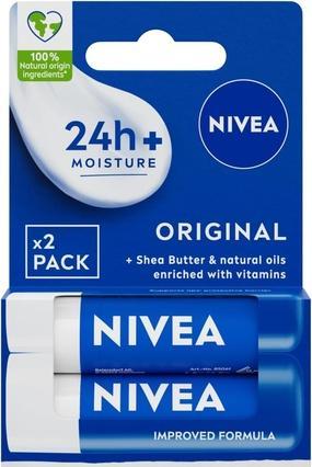 NIVEA Original Care Lip Balm Duo Pack 2x 4.8g - Deeply Hydrating Moisturiser