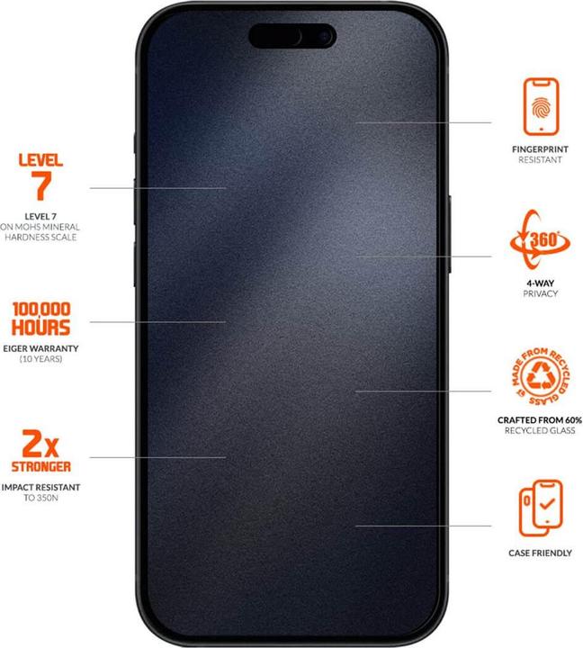 Image du produit Eiger Mountain Glass Black Edge 360 (1 pièce(s), Apple iPhone 16 Pro Max)