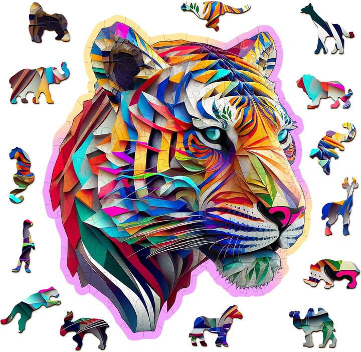 Actual product image WoodenCity Wooden Puzzle M Colorful Tiger (150 pieces)