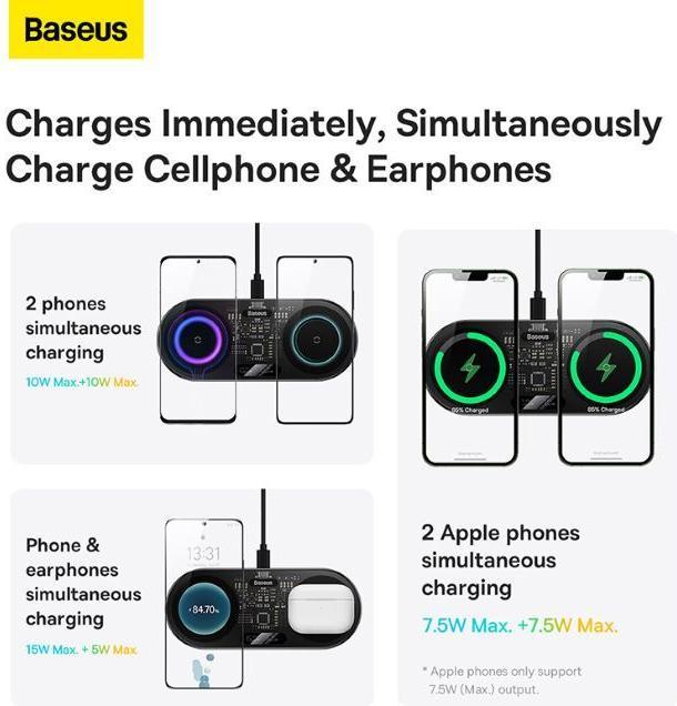 Produktbild Baseus Digital LED Display 2in1 Wireless Charger (20 W)
