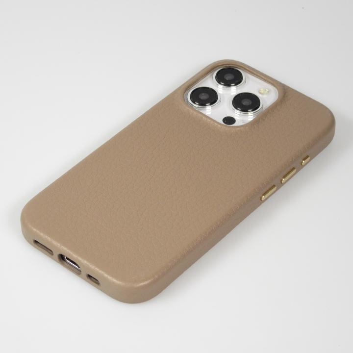 Actual product image PhoneLook Coque Cuir de veau luxe grainé intégral avec boutons métalliques et MagSafe (Apple iPhone 14 Pro)