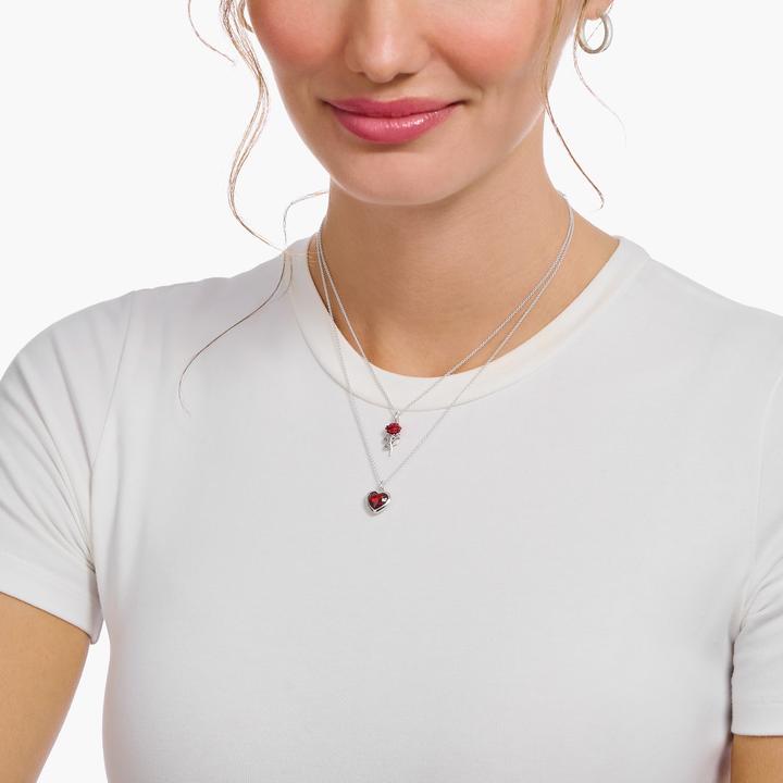 Actual product image Thomas Sabo Necklace with dark red silver heart pendant (925 sterling silver, 38 - 45 cm)
