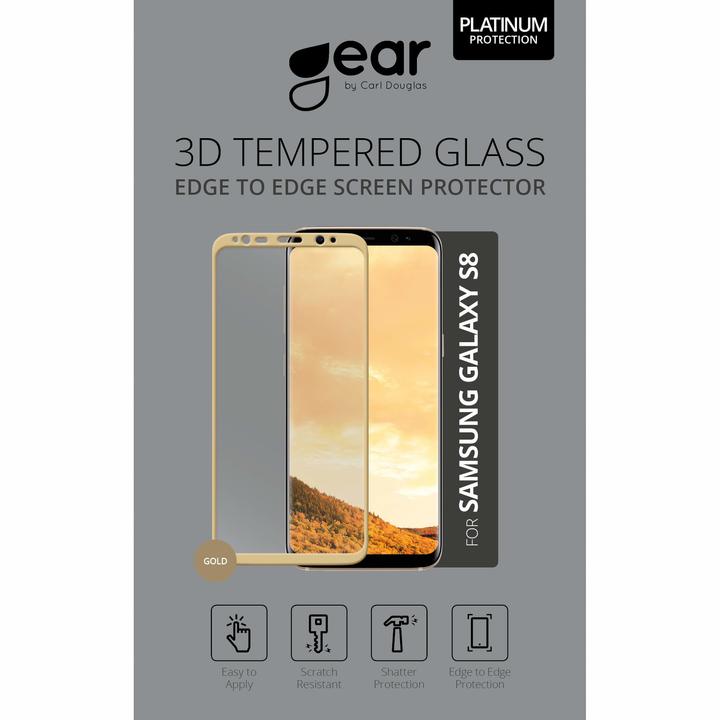 Carl GEAR Haerdet Glas 3D Full Cover Guld (1 Stück, Samsung Galaxy S8)