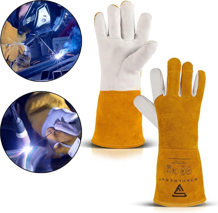 Actual product image Stahlwerk Welding gloves Work gloves genuine leather heat-resistant (One size)