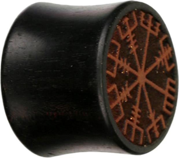 Produktbild Star Piercing Flared Plug Wikinger Kompass aus Arang Holz (ohne Messing, Organisch)