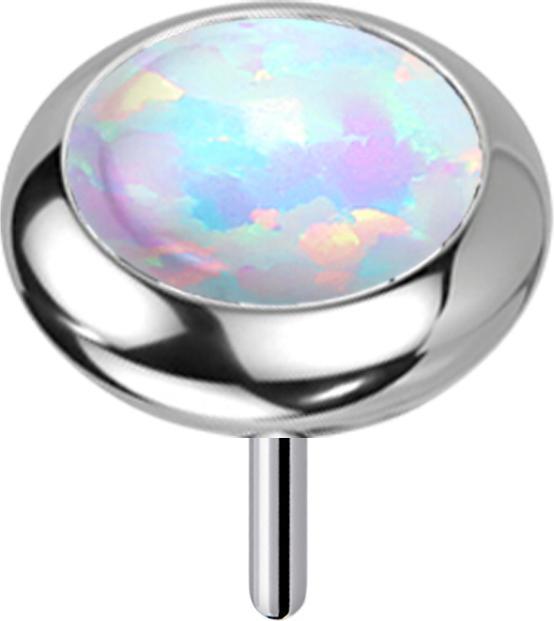 Star Piercing Threadless silber Scheibe abgerundet Opal weiss (ohne Messing, Titan G23)