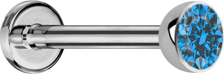 Image du produit Star Piercing Micro Labret argenté avec cristal demi-sphère bleu clair (Titane G23, sans laiton)