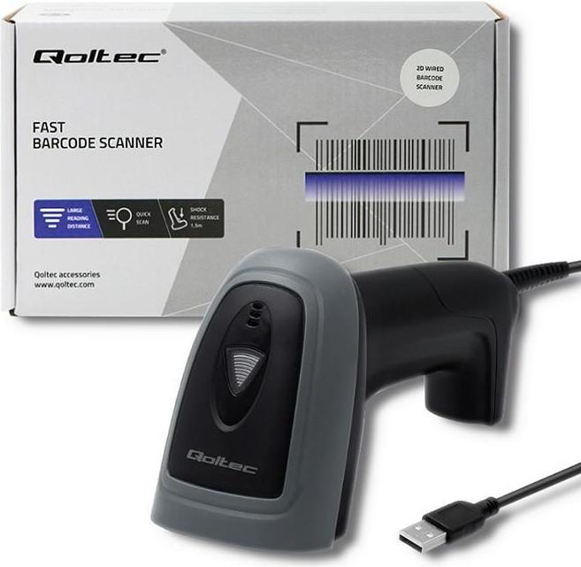 Actual product image Qoltec 50863 Wired QR & BARCODE Scanner | USB (2D barcodes)