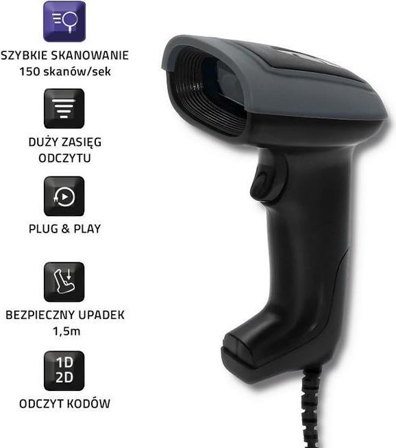 Actual product image Qoltec 50863 Wired QR & BARCODE Scanner | USB (2D barcodes)