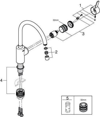 Immagine prodotto Grohe Miscelatore da cucina con miscelatore monocomando Eurosmart Cosmopolitan supersteel opaco