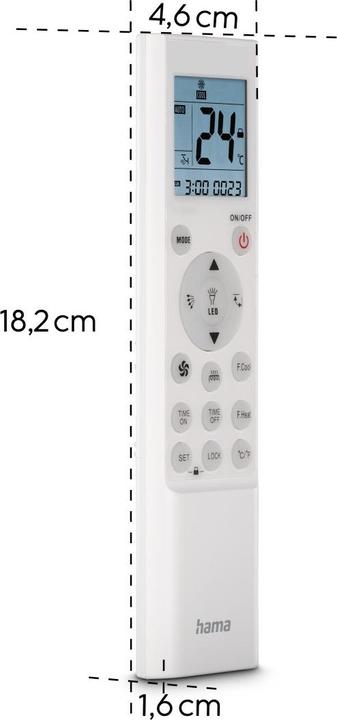 Image du produit Hama Télécommande universelle pour climatiseurs et appareils, infrarouge, support mural