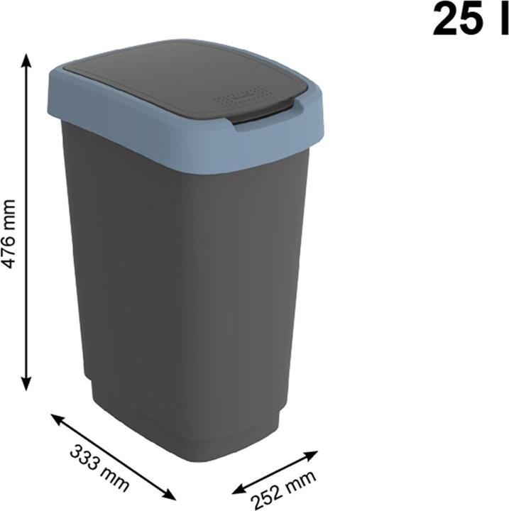 Produktbild Rotho Mülleimer Twist 25L schwarz und blau (25 l)