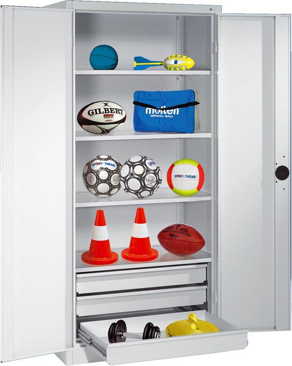 Produktbild C+P Sportgeräteschrank mit Schubladen (HxBxT: 195x120x50 cm, mit Vollblech-Flügeltüren, Typ 4)