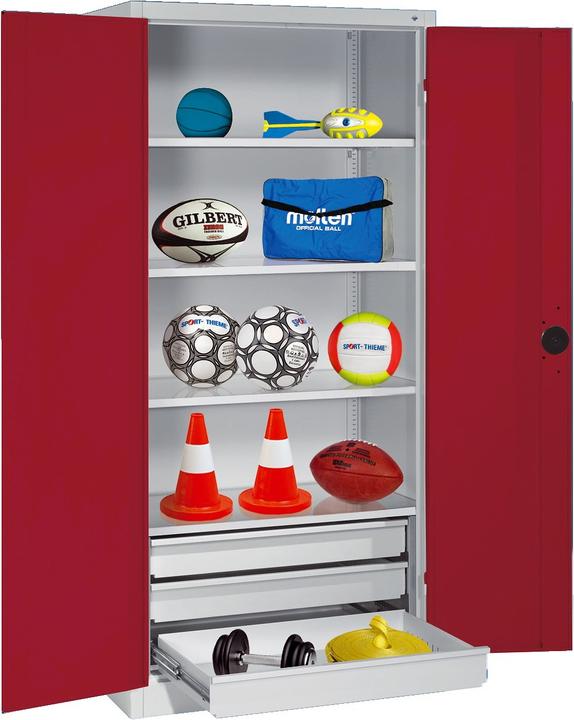 Immagine prodotto C+P Armadietto per attrezzature sportive con cassetti (HxLxP: 195x120x50 cm, con ante a battente in
