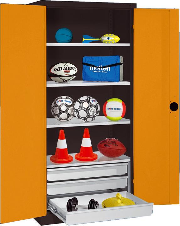 Immagine prodotto C+P Armadietto per attrezzature sportive con cassetti (HxLxP: 195x120x50 cm, con ante a battente in