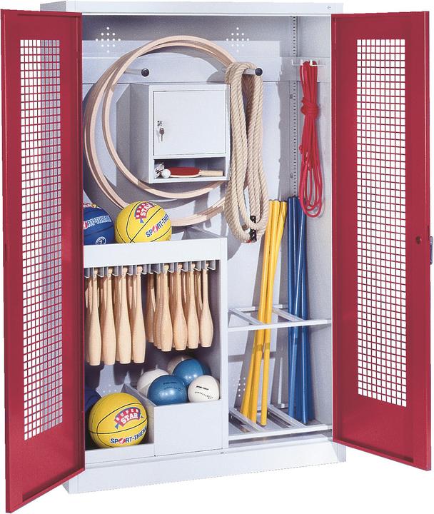 Produktbild C+P Sportgeräteschrank (HxBxT: 195x120x50 cm, mit Lochblech-Flügeltüren, Typ 1)