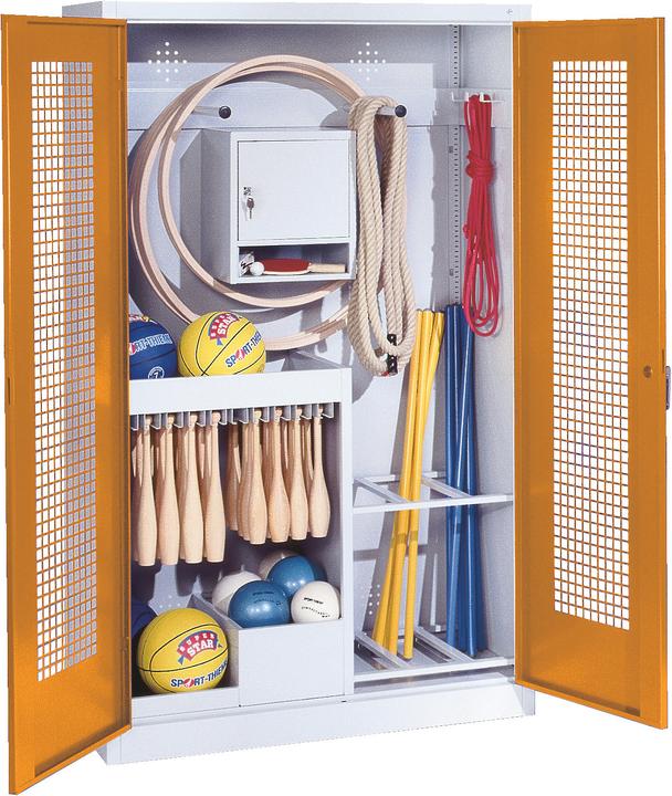 Produktbild C+P Sportgeräteschrank (HxBxT: 195x120x50 cm, mit Lochblech-Flügeltüren, Typ 1)