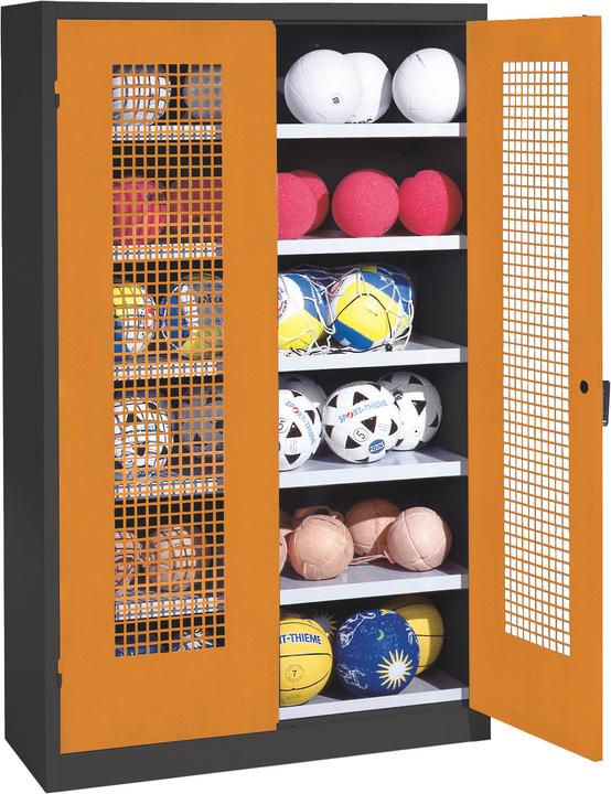 C+P Ballschrank (HxBxT: 195x120x50 cm, mit Lochblech-Flügeltüren, Typ 3)