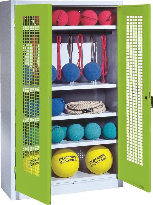 C+P Sportgeräteschrank (HxBxT: 195x120x50 cm, mit Lochblech-Flügeltüren, Typ 2)